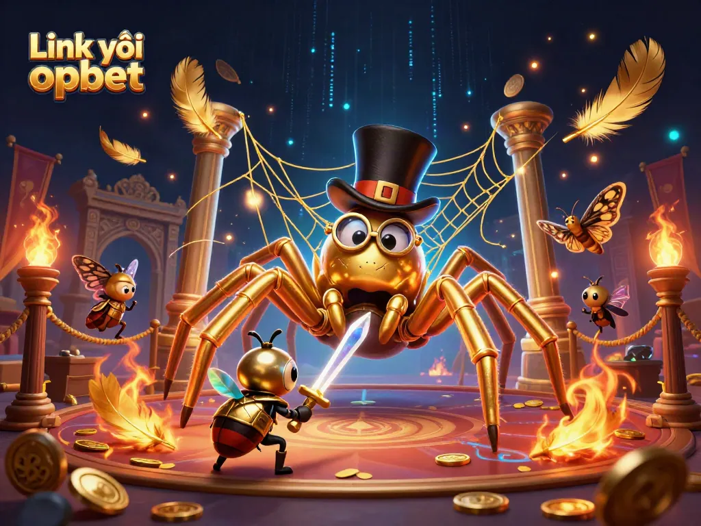Experience thrilling wins with the Link vào oxbet as the golden tarantula weaves excitement in a vibrant casino scene.