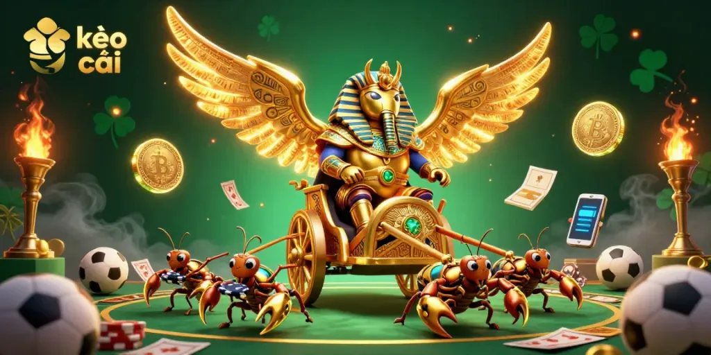 Engage with kèo nhà cái by experiencing an exciting sports betting scene illustrated with vibrant characters and elements.
