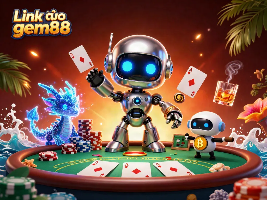 Engage with Link vào gem88 through a vibrant illustration showcasing dynamic casino activity.