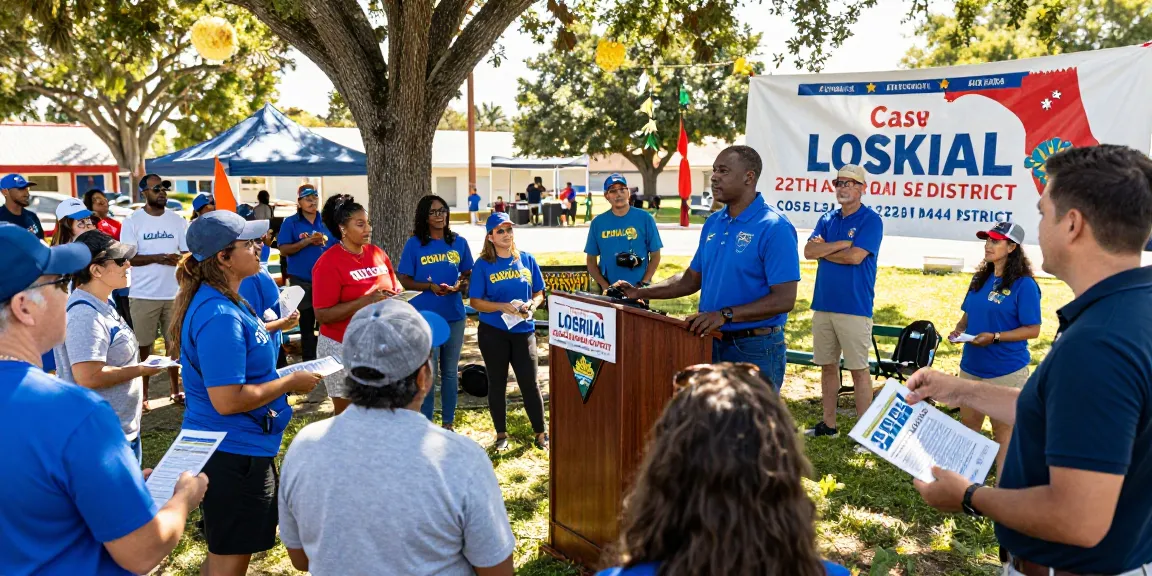 Community event showcasing candidate Casey Askar engaging with voters in FL-22.