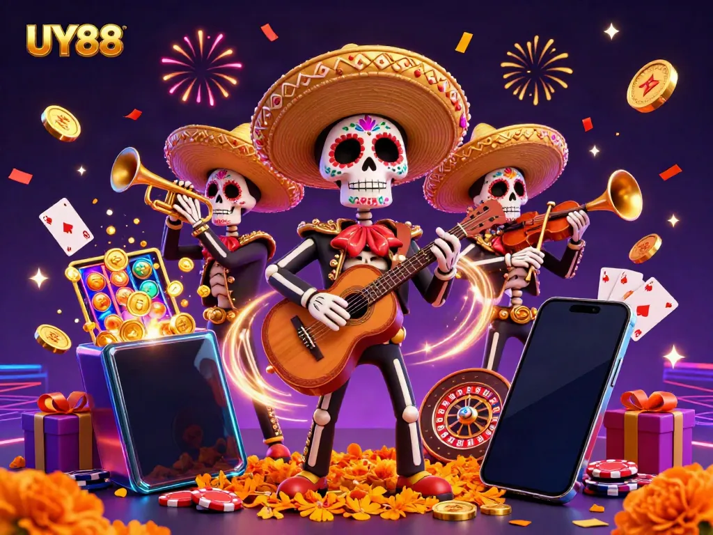 Experience lively entertainment at UY88 with a vibrant mariachi band and casino elements.
