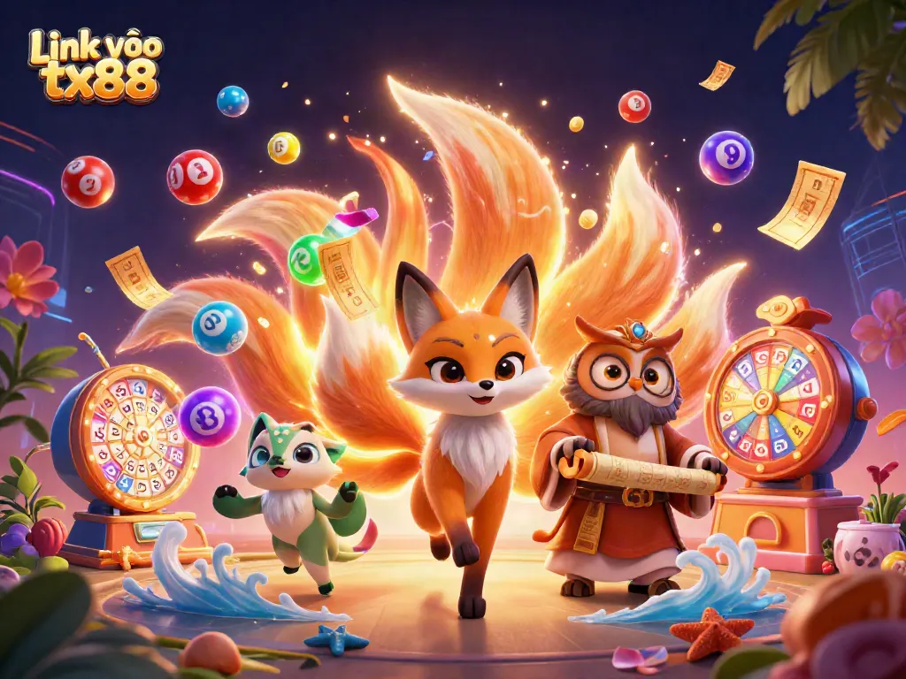 Experience exciting gameplay at Link vào tx88 with colorful lottery balls and vibrant prizes in a mystical casino