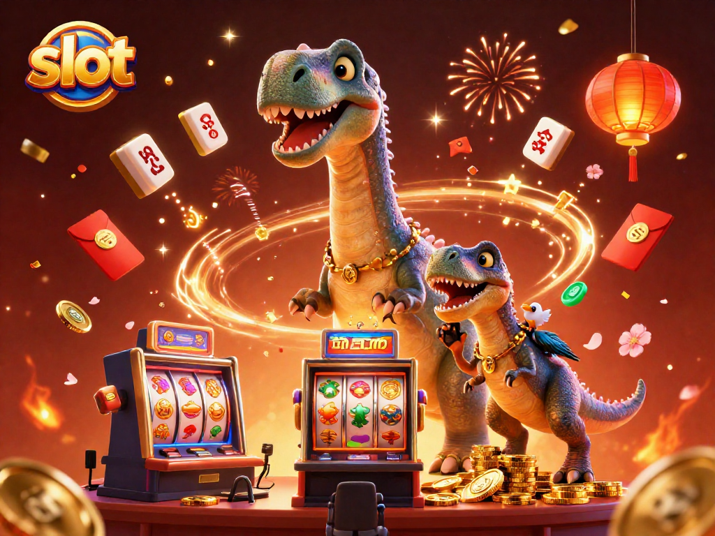 Engage with dynamic slot machines showcased by a towering brontosaurus and clever raptor dealer.
