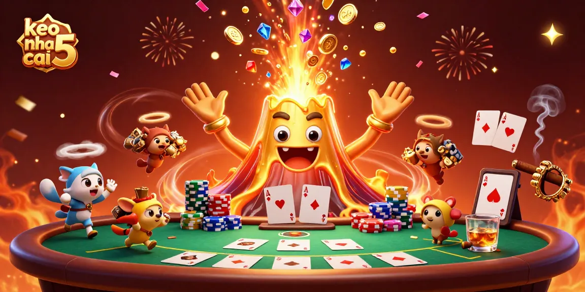 Bet on keo nha cai 5 and enjoy the excitement of a dynamic casino scene with treasures falling.
