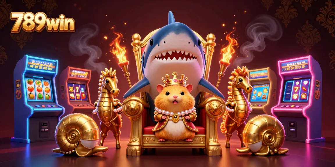 Experience gaming excitement with 789win featuring a hamster king amidst colorful casino elements.