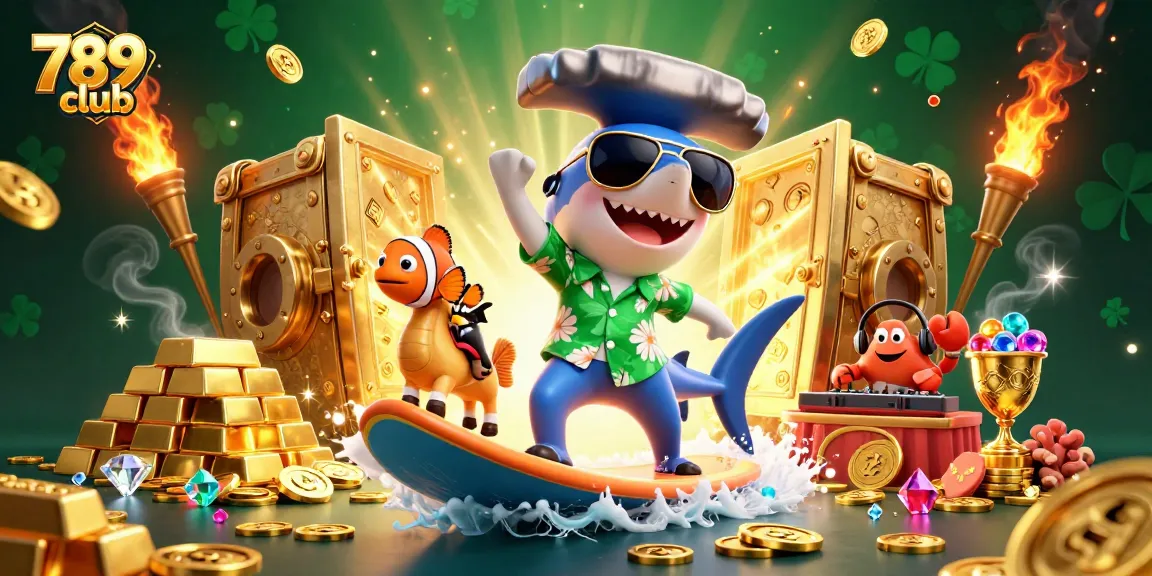 Experience thrilling wins with 789club in this vibrant casino-themed illustration filled with gold coins.